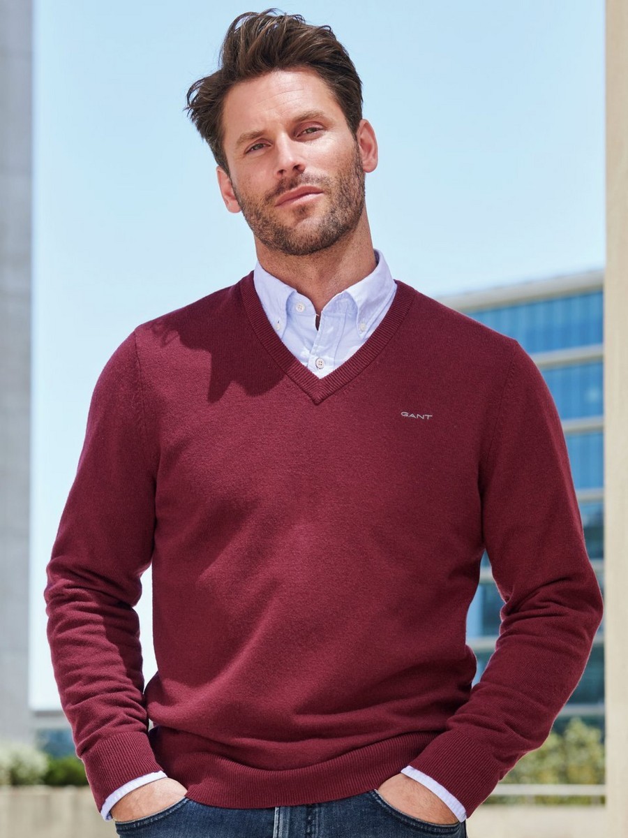 Mann HANDSCHUH | Gant Der Pullover Mit V-Ausschnitt